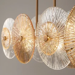 Lampadari Moderni-Maytoni aster lampadario moderno cerchi in vetro ambrato