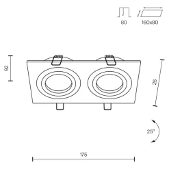 Faretti Da Incasso-Maytoni atom faretto cestello nero da incasso rettangolare 2 luci orientabili