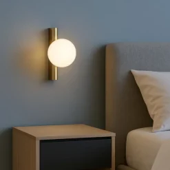 Applique Camera Da Letto-Maytoni avant-garde applique oro sfera di vetro per comodino camera da letto