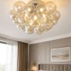 Plafoniere Moderne-Maytoni balbo plafoniera camera da letto grappolo 8 luci vetri ambra trasparente
