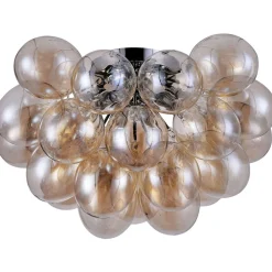 Plafoniere Moderne-Maytoni balbo plafoniera camera da letto grappolo 8 luci vetri ambra trasparente