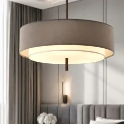 Lampadari Moderni-Maytoni bergamo lampadario moderno circolare in tessuto