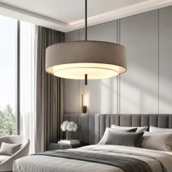 Lampadari Moderni-Maytoni bergamo lampadario moderno circolare in tessuto