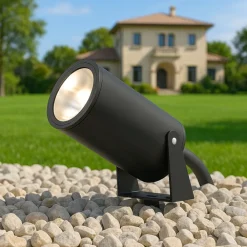 Faretti Da Esterno-Maytoni bern faretto con picchetto per esterno nero ip65 led 3000k