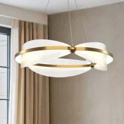 Lampadari Moderni-Maytoni breeze lampadario moderno colore oro da salotto led 3000k