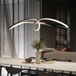 Lampadari Cucina-Maytoni curve lampadario nero led 42w 4000k per cucina moderna
