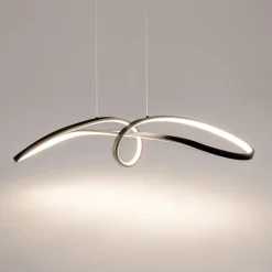 Lampadari Cucina-Maytoni curve lampadario nero led 42w 4000k per cucina moderna