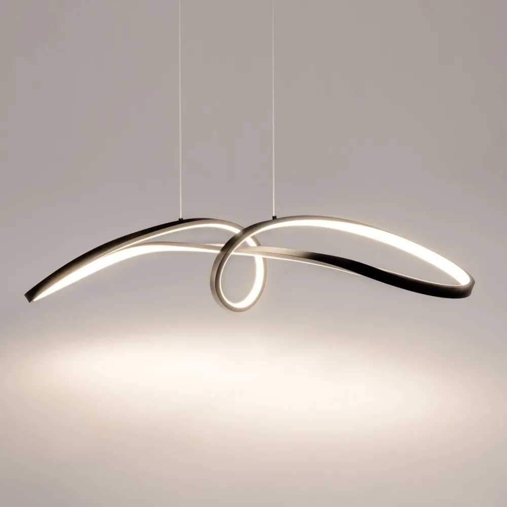 Lampadari Cucina-Maytoni curve lampadario nero led 42w 4000k per cucina moderna