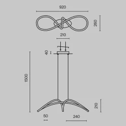 Lampadari Cucina-Maytoni curve lampadario nero led 42w 4000k per cucina moderna