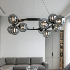 Lampadari Moderni-Maytoni dallas lampadario moderno sfere vetro fume'