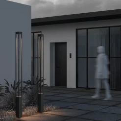 Lampioni Da Giardino-Maytoni elbe lampione alto da giardino led 3000k ip65 nero