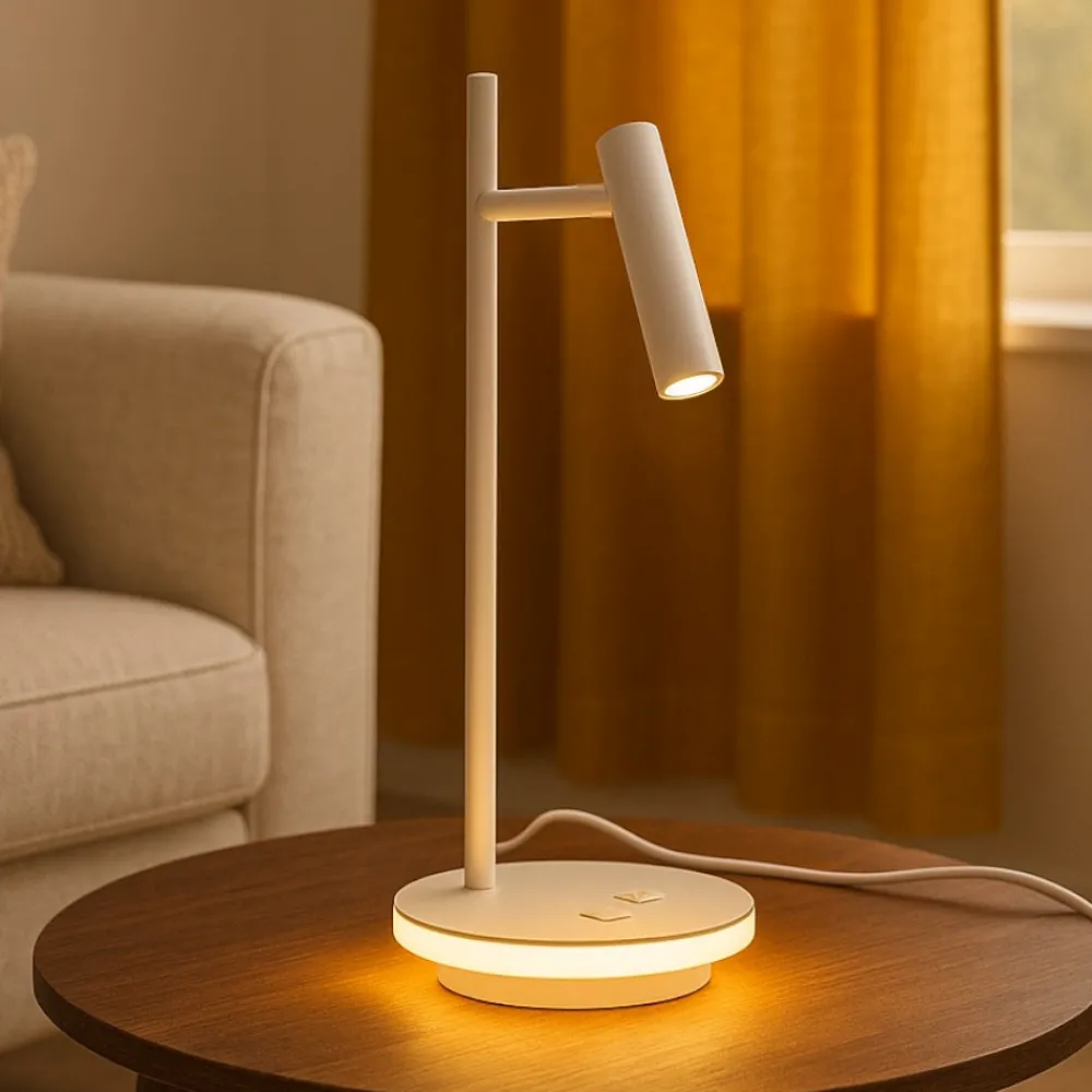 Lampade Da Tavolo-Maytoni estudo lampada da tavolo bianca moderna led 3000k