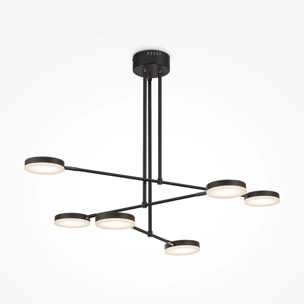 Lampadari Moderni-Maytoni fad lampadario moderno led 40w 3000k nero 6 luci