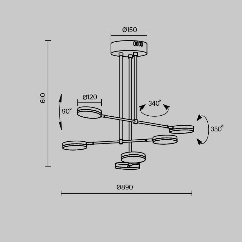 Lampadari Moderni-Maytoni fad lampadario moderno led 40w 3000k nero 6 luci