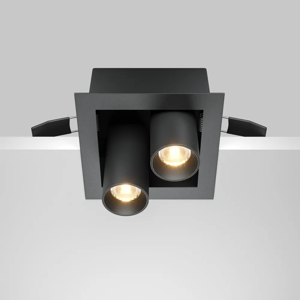 Faretti Da Incasso-Maytoni faretto da incasso magnum led 14w 3000k nero 2 luci orientabili