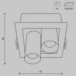 Faretti Da Incasso-Maytoni faretto da incasso magnum led 14w 3000k nero 2 luci orientabili