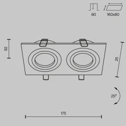 Faretti Da Incasso-Maytoni faretto da soffitto atom cestello da incasso 2 luci bianco