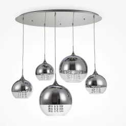 Lampadari Moderni-Maytoni fermi lampadario moderno 5 luci con portalampada sferici