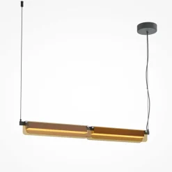 Lampadari Moderni-Maytoni flat lampadario moderno nero e ottone vetro trasparente