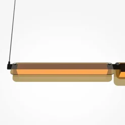 Lampadari Moderni-Maytoni flat lampadario moderno nero e ottone vetro trasparente