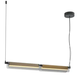 Lampadari Moderni-Maytoni flat lampadario moderno nero e oro vetro trasparente led 3000k
