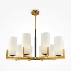 Lampadari Moderni-Maytoni fortano lampadario moderno 10 luci con paralumi cilindrici