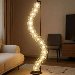 Lampade Da Terra-Maytoni golden cage lampada da terra oro led 3000k design originale per salotto