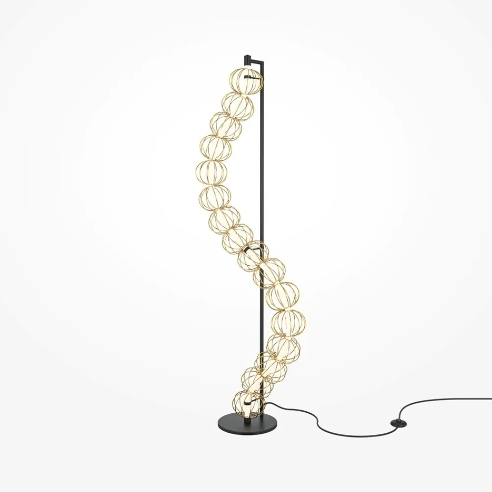 Lampade Da Terra-Maytoni golden cage lampada da terra oro led 3000k design originale per salotto