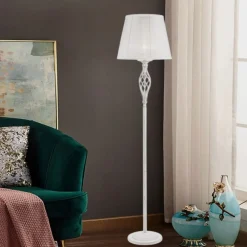 Lampade Da Terra-Maytoni grace lampada da terra classica bianca per camera da letto