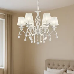 Lampadario Camera Da Letto-Maytoni grace lampadario camera da letto bianco con pendenti