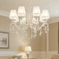 Lampadari Moderni-Maytoni grace lampadario per salone bianco anticato 8 luci
