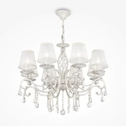 Lampadari Moderni-Maytoni grace lampadario per salone bianco anticato 8 luci