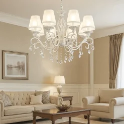 Lampadari Moderni-Maytoni grace lampadario per salone bianco anticato 8 luci