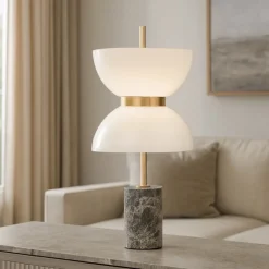 Lampade Da Tavolo-Maytoni kyoto lampada da tavolo moderna effetto marmo led 3000k