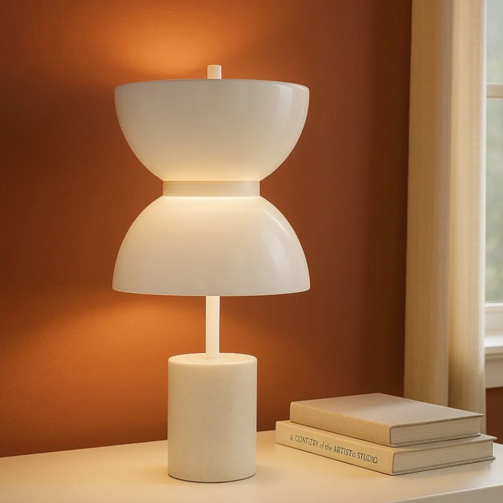Lampade Da Tavolo-Maytoni kyoto lampada da tavolo bianca design moderno led 3000k