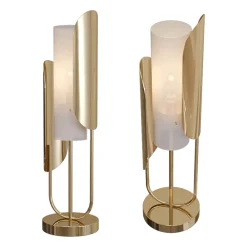 Lampade Da Tavolo-Maytoni lampada da tavolo cipresso oro ottone vetro bianco per salone