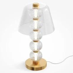 Lampade Da Tavolo-Maytoni lampada da tavolo moderna amulet bianca oro led 10w 3000k
