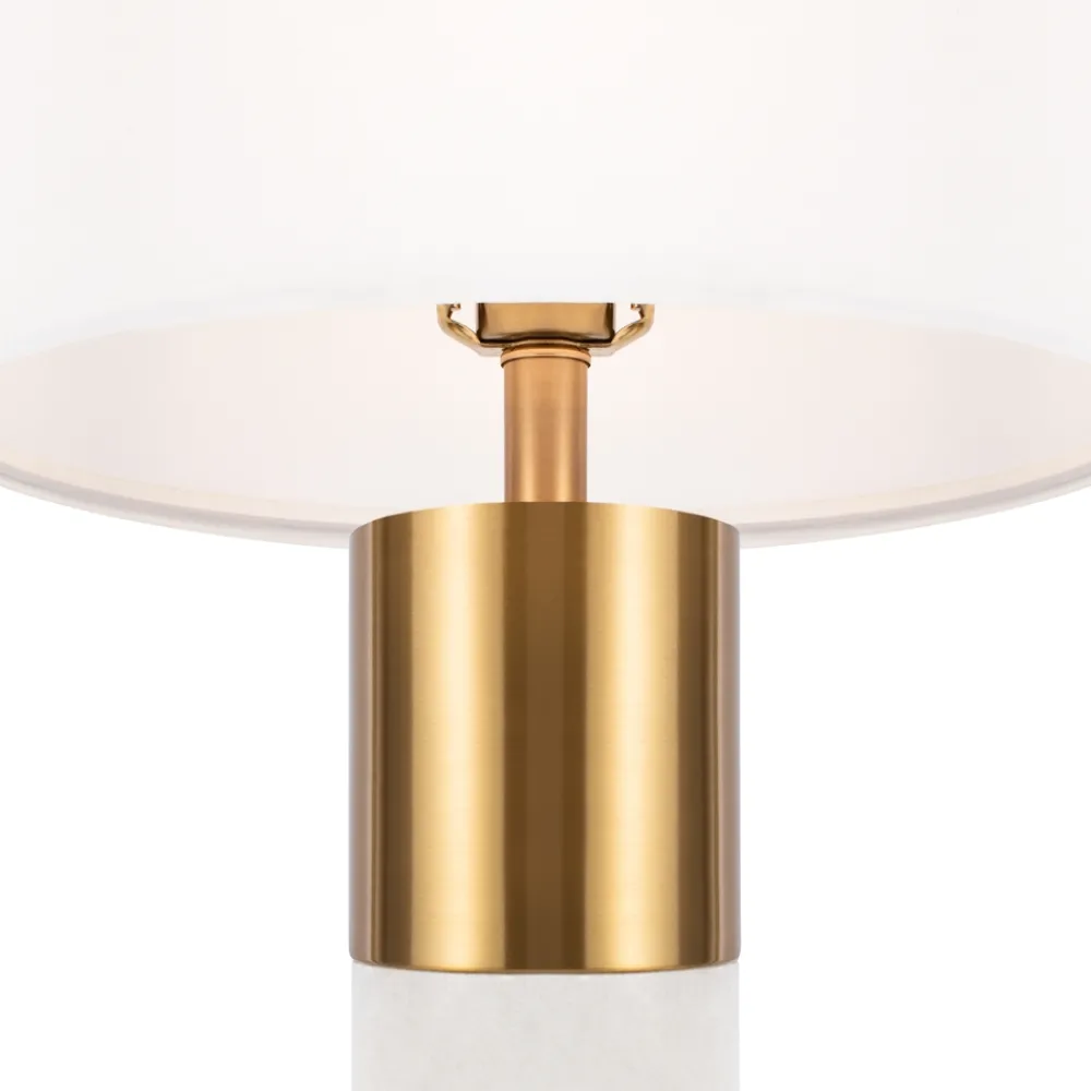 Lampade Da Tavolo-Maytoni lampada da tavolo moderna paralume bianca e oro in tessuto per salotto