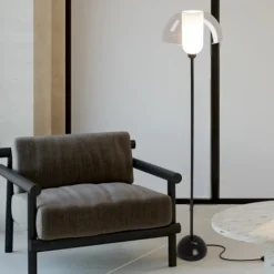 Lampade Da Terra-Maytoni lampada da terra moderna nera per salotto minimale h139 cm