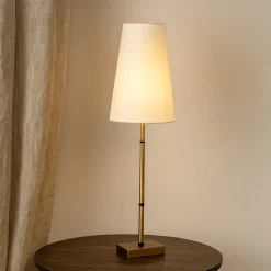 Lampade Da Tavolo-Maytoni lampada per tavolo da ingresso oro ottone paralume conico zaragoza