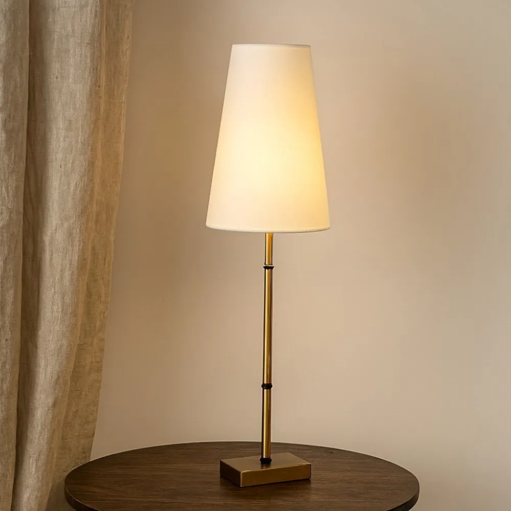 Lampade Da Tavolo-Maytoni lampada per tavolo da ingresso oro ottone paralume conico zaragoza