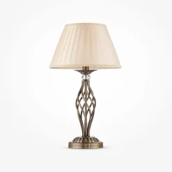 Lampade Da Tavolo-Maytoni lampada per tavolo salotto grace bronzo paralume in tessuto