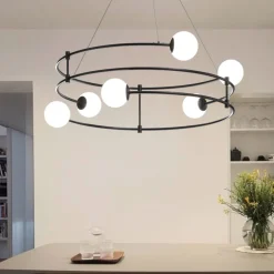 Lampadari Moderni-Maytoni lampadario balance design per soggiorno moderno nero circolare