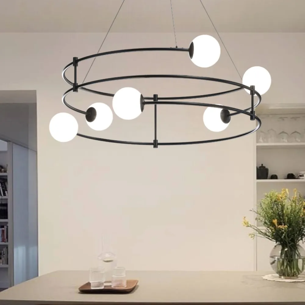 Lampadari Moderni-Maytoni lampadario balance design per soggiorno moderno nero circolare