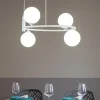 Lampadari Moderni-Maytoni lampadario circolare moderno ring per soggiorno bianco 4 sfere di vetro