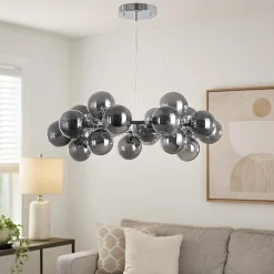 Lampadari Moderni-Maytoni lampadario dallas circolare per soggiorno sfere vetro fume trasparenti
