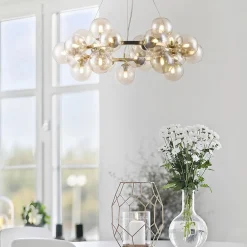 Lampadari Moderni-Maytoni lampadario dallas moderno per soggiorno oro sfere vetro ambra trasparente