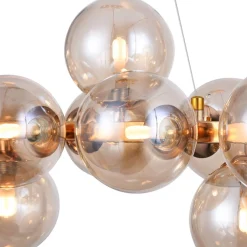 Lampadari Moderni-Maytoni lampadario dallas moderno per soggiorno oro sfere vetro ambra trasparente