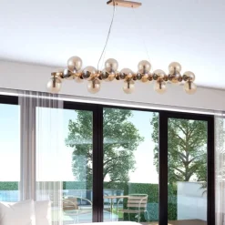 Lampadari Moderni-Maytoni lampadario dallas per soggiorno oro sfere di vetro ambra