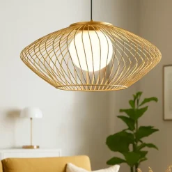 Lampadari Moderni-Maytoni lampadario design metallo oro per soggiorno plec